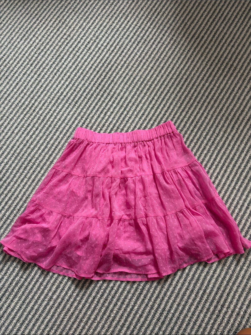 Roller Rabbit Pink Tiered Skirt with Subtle Dot Texture